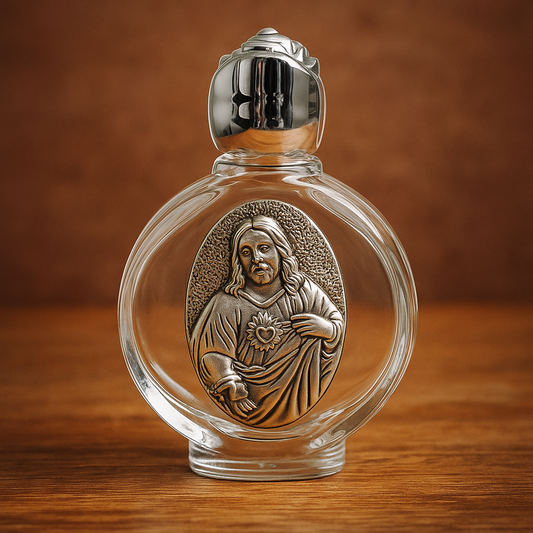 Jesus Holy Water Silver Plated Jar