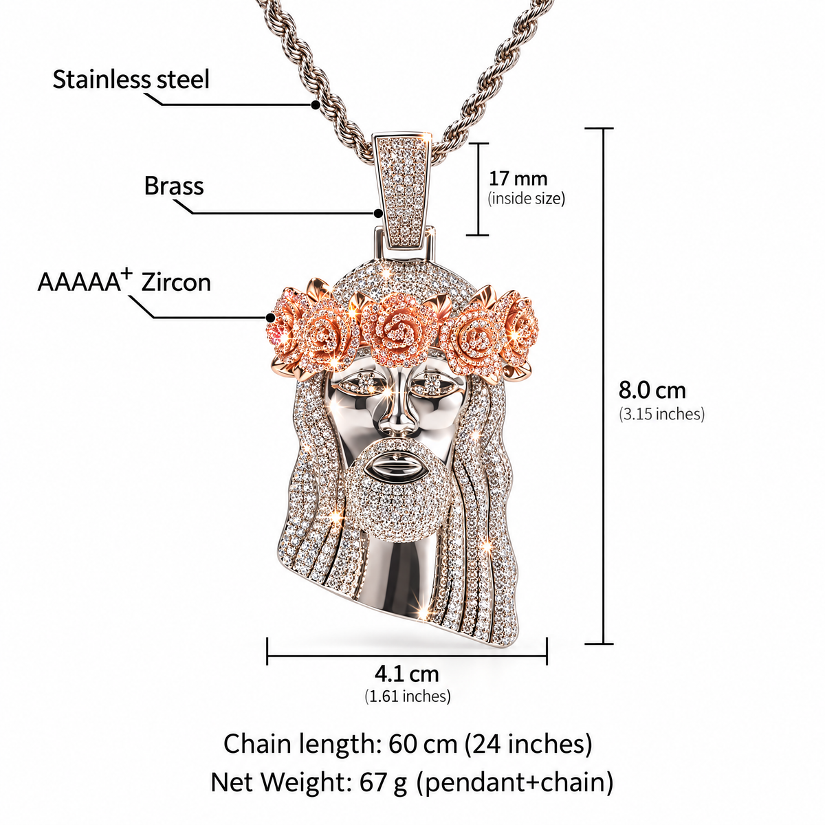 Crown of Roses Jesus Pendant