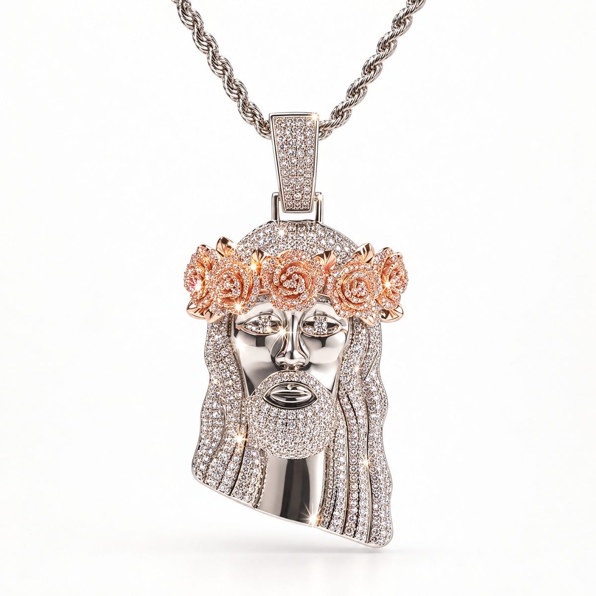 Crown of Roses Jesus Pendant